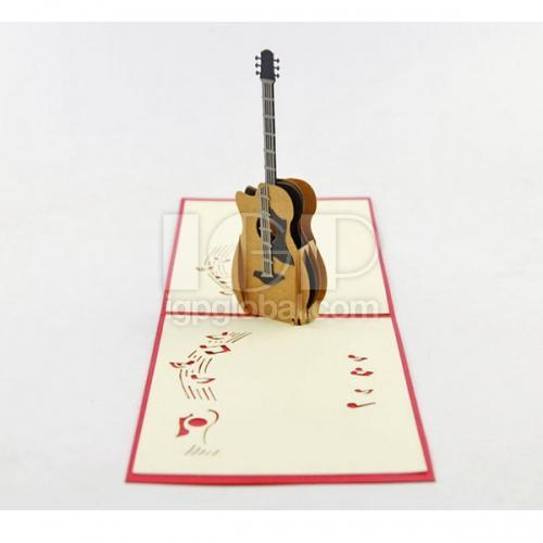 纸雕吉他立体贺卡