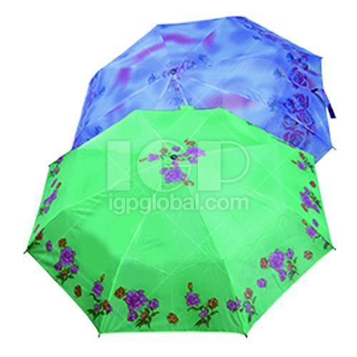 印花缩骨折叠雨伞