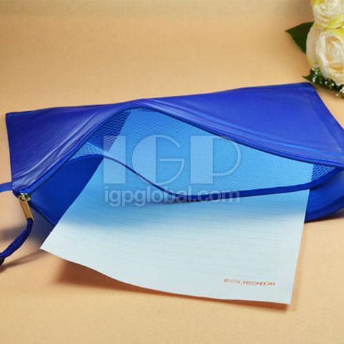 PVC透明磨砂拉链文件袋