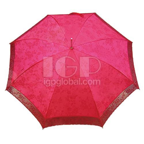 红色印花直杆伞