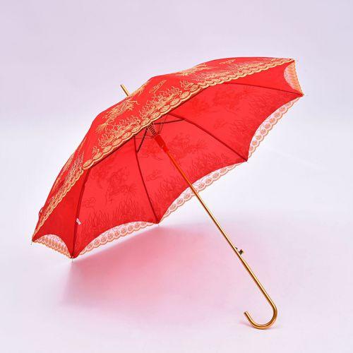 红色印花直杆伞