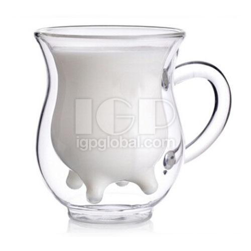 透明双层玻璃牛奶杯